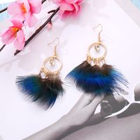 Retro Winged Bird Feather Peacock Tassel Earrings Fashion Jewelry main image 5