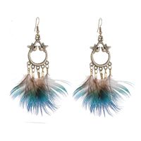 Retro Winged Bird Feather Peacock Tassel Earrings Fashion Jewelry main image 6