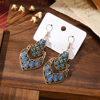 New Heart-shaped Double-layer Alloy Pendant Ethnic Style Earrings main image 3