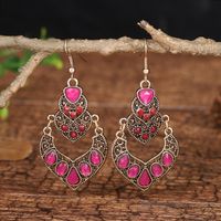 New Heart-shaped Double-layer Alloy Pendant Ethnic Style Earrings main image 4