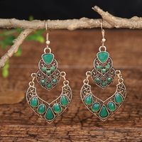 New Heart-shaped Double-layer Alloy Pendant Ethnic Style Earrings main image 5