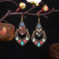 New Heart-shaped Double-layer Alloy Pendant Ethnic Style Earrings main image 6