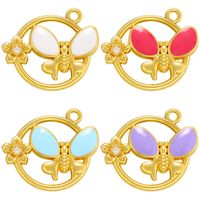 Fashion Colorful Dripping Butterfly Pendant Round Flower Copper Pendant main image 1