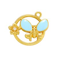 Fashion Colorful Dripping Butterfly Pendant Round Flower Copper Pendant main image 4