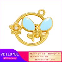 Fashion Colorful Dripping Butterfly Pendant Round Flower Copper Pendant main image 5