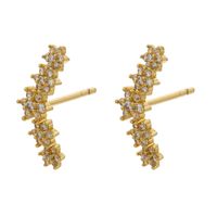Fashion Flower-shaped Colored Zircon Five-flower Copper Earrings Wholesale main image 3