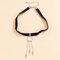 Simple Black Flannel Geometric Ring Clavicle Necklace Wholesale main image 5