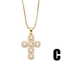 Fashion Copper Inlaid Colored Zircon Cross Pendant Necklace Jewelry main image 5
