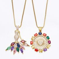 Fashion New Color Zircon Dancing Girl Pendant Copper Necklace Wholesale main image 1