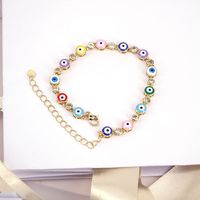 Retro Oil Drop Zircon Devil's Eye Adjustable Eye Copper Bracelet Wholesale sku image 7