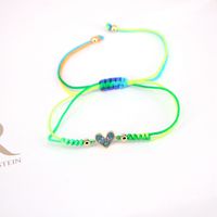 Fashion Jewelry Adjustable Micro-set Colored Zircon Heart Copper Bracelet sku image 4