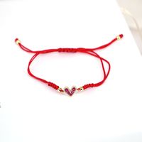 Fashion Jewelry Adjustable Micro-set Colored Zircon Heart Copper Bracelet sku image 5