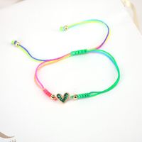 Fashion Jewelry Adjustable Micro-set Colored Zircon Heart Copper Bracelet sku image 6