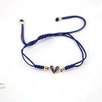 Fashion Jewelry Adjustable Micro-set Colored Zircon Heart Copper Bracelet sku image 8