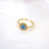 New Jewelry Creative Geometric Shell Zircon Devil's Eye Female Opening Adjustable Copper Ring sku image 1