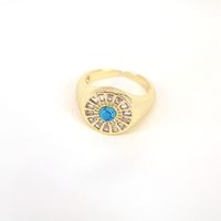 New Jewelry Creative Geometric Shell Zircon Devil's Eye Female Opening Adjustable Copper Ring sku image 3
