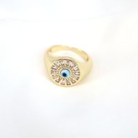 New Jewelry Creative Geometric Shell Zircon Devil's Eye Female Opening Adjustable Copper Ring sku image 4