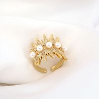 New Fashion Jewelry Pearl Micro-encrusted Zircon Women's Full Diamond Copper Ring sku image 1