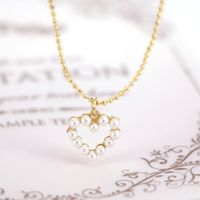 Fashion Pearl Heart Round Copper Inlaid Zircon Necklace Wholesale sku image 1