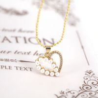 Fashion Pearl Heart Round Copper Inlaid Zircon Necklace Wholesale sku image 2