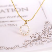 Fashion Pearl Heart Round Copper Inlaid Zircon Necklace Wholesale sku image 3