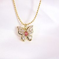 Simple Copper Gold-plated Fashion Zircon-studded Butterfly Pendant Clavicle Chain Wholesale sku image 1