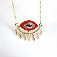Vintage Inlaid Zirconium Devil's Eye Turkish Pendant Dripping Oil Necklace Wholesale sku image 4