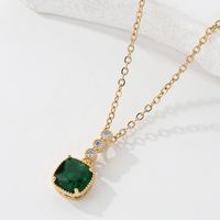 Simple Copper Plated 18k Gold Zircon Clavicle Pendant Necklace Wholesale sku image 1