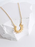 Simple Stainless Steel 18k Gold Plated Sunlight Necklace Wholesale sku image 1
