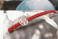 Fashion Rose Hand-woven Leather Hairpin Female Infrared Simple Alloy Clip sku image 4