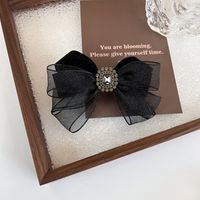 Spring And Summer New Mesh Bow Hairpin Simple Back Head Rhinestone Spring Clip sku image 1