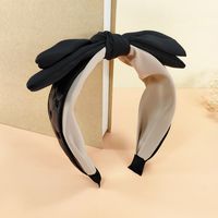 New Double-layer Bow Headband Simple Retro Pu Leather Hairpin sku image 1