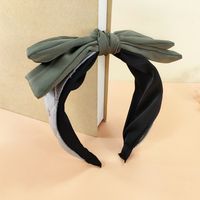 New Double-layer Bow Headband Simple Retro Pu Leather Hairpin sku image 4