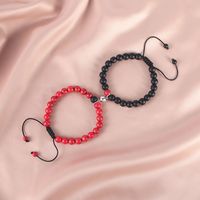 Braided Rope Beads Magnet Couple Zircon Crown Copper Bracelet Jewelry Wholesale sku image 1
