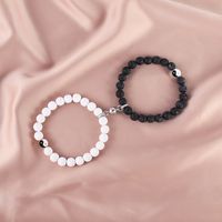 New White Pine Black Frosted Beads Magnet Couple Copper Bracelet Jewelry Wholesale sku image 1