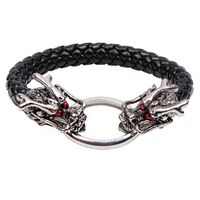 Fashion Jewelry Dragon Bracelet Personality Alloy Leather Braided Bracelet sku image 1