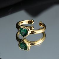 Heart Shaped Female Color Zircon 18k Fashion Open Index Finger Copper Ring sku image 1