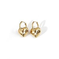 Pendientes De Corazón Macizo Pendientes De Acero De Titanio De Oro Brillante De 18 Quilates Para Mujer sku image 2