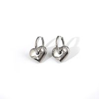 Solid Heart Earrings Female Glossy 18k Gold Titanium Steel Earrings sku image 1