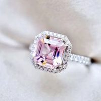 Hand Jewelry Classic Square Pink Diamond Princess Micro-encrusted Women's Copper Ring sku image 1
