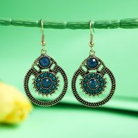 1 Pair Ethnic Style Sun Alloy Plating Inlay Beads Women's Drop Earrings main image 3