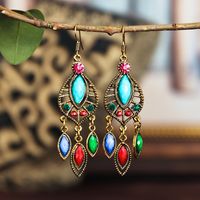 Exaggerated Ethnic Style Long Water Drop Diamond Earrings Female Wholesale sku image 2