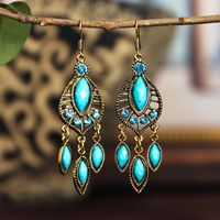 Exaggerated Ethnic Style Long Water Drop Diamond Earrings Female Wholesale sku image 4
