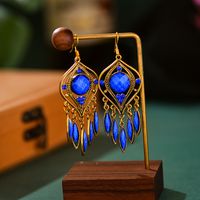 Creative Exaggerated Hollow Water Drop Tassel Ethnic Style Diamond Earrings sku image 4