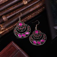 New Geometric Shaped Oval Alloy Beads Retro Ethnic Earrings sku image 3