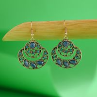 New Geometric Shaped Oval Alloy Beads Retro Ethnic Earrings sku image 8