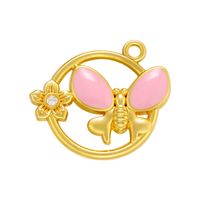 Fashion Colorful Dripping Butterfly Pendant Round Flower Copper Pendant sku image 2