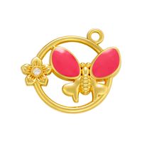 Fashion Colorful Dripping Butterfly Pendant Round Flower Copper Pendant sku image 4