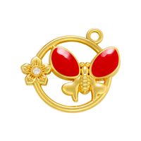 Fashion Colorful Dripping Butterfly Pendant Round Flower Copper Pendant sku image 6