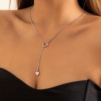 Simple Jewelry Adjustable Pull Heart Pendant Alloy Necklace Wholesale sku image 1